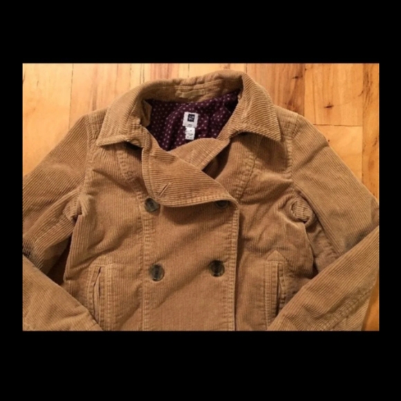 GAP Brown Corduroy Peacoat - Picture 2 of 8